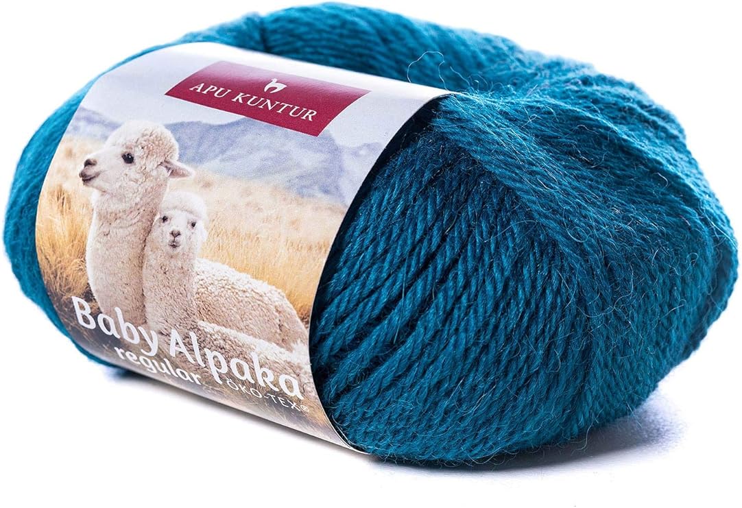 APU KUNTUR 100 AlpakaWolle (Baby Alpaka) 5er Pack Garn zum Stricken und Häkeln in feinster