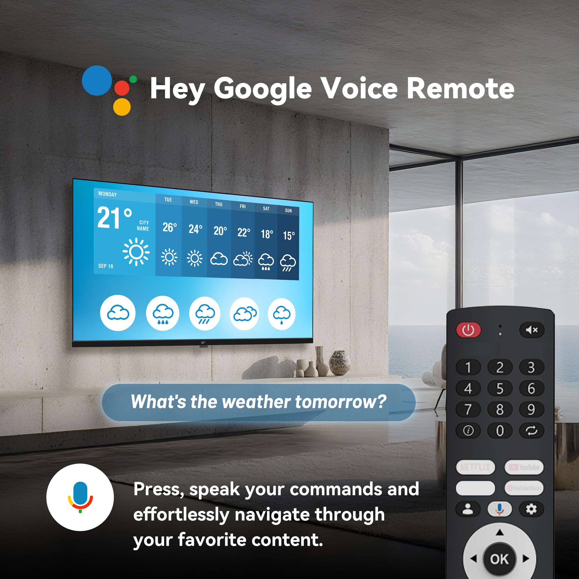 FPD 43-inch Smart TV Google TV 1080p Full HD with Google Play and Chromecast Built-in, HDR 10, Dolby Audio, Voice Remote, Stream Live TV(Palette-Series, CG43-P3, 2024 Model)