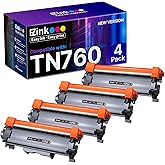 E-Z Ink TN760 Toner for Brother Printer Compatible for Brother TN-760 TN730 TN-730 Toner Cartridges to Use with MFC-L2710DW MFC-L2750DW HL-L2350DW HL-L2370DW HL-L2395DW L2390DW DCP-L2550DW (4 Black)