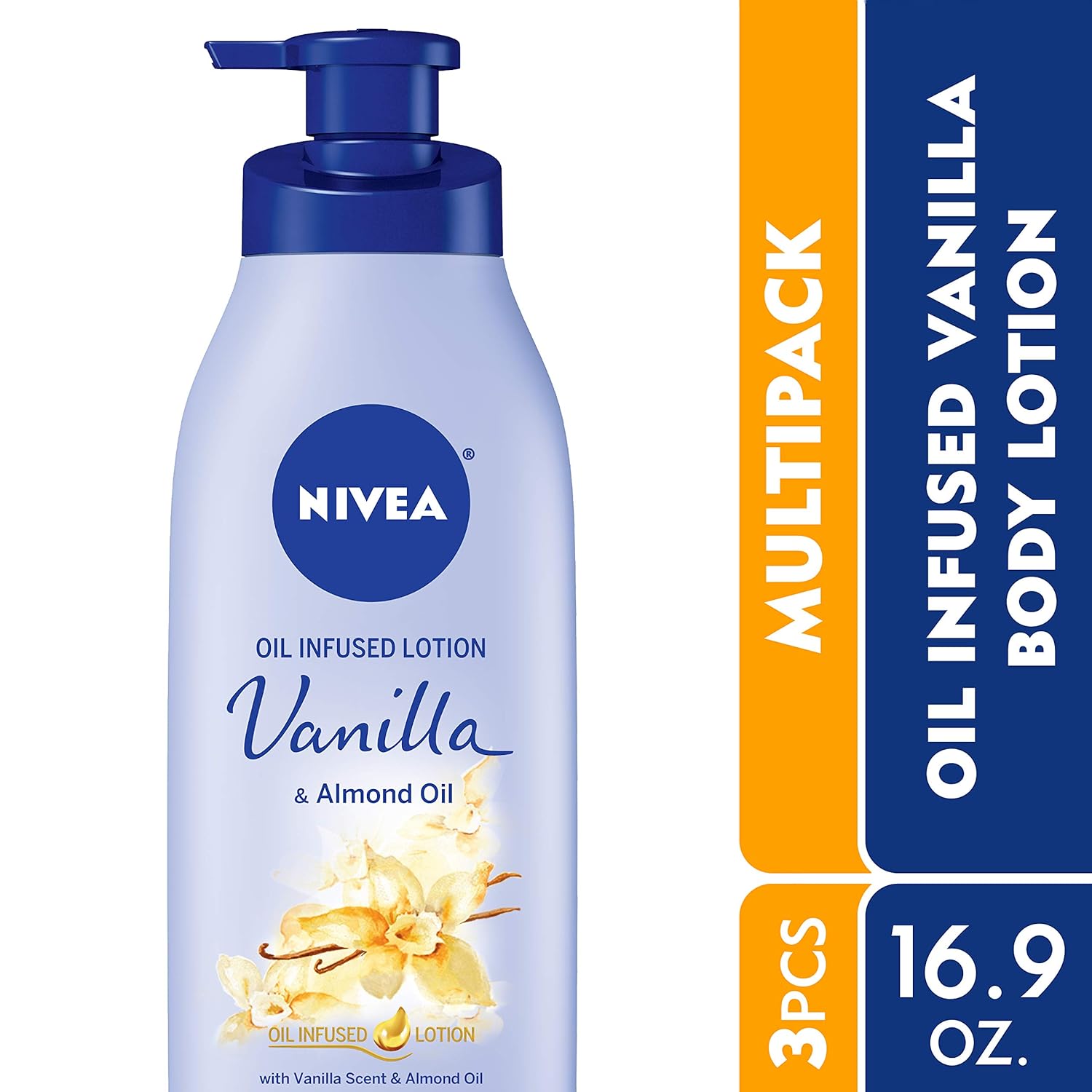 NIVEA Vanilla and Almond Oil Infused Body Lotion, 16.9 Fl. Oz (Pack of 3) : Beauty