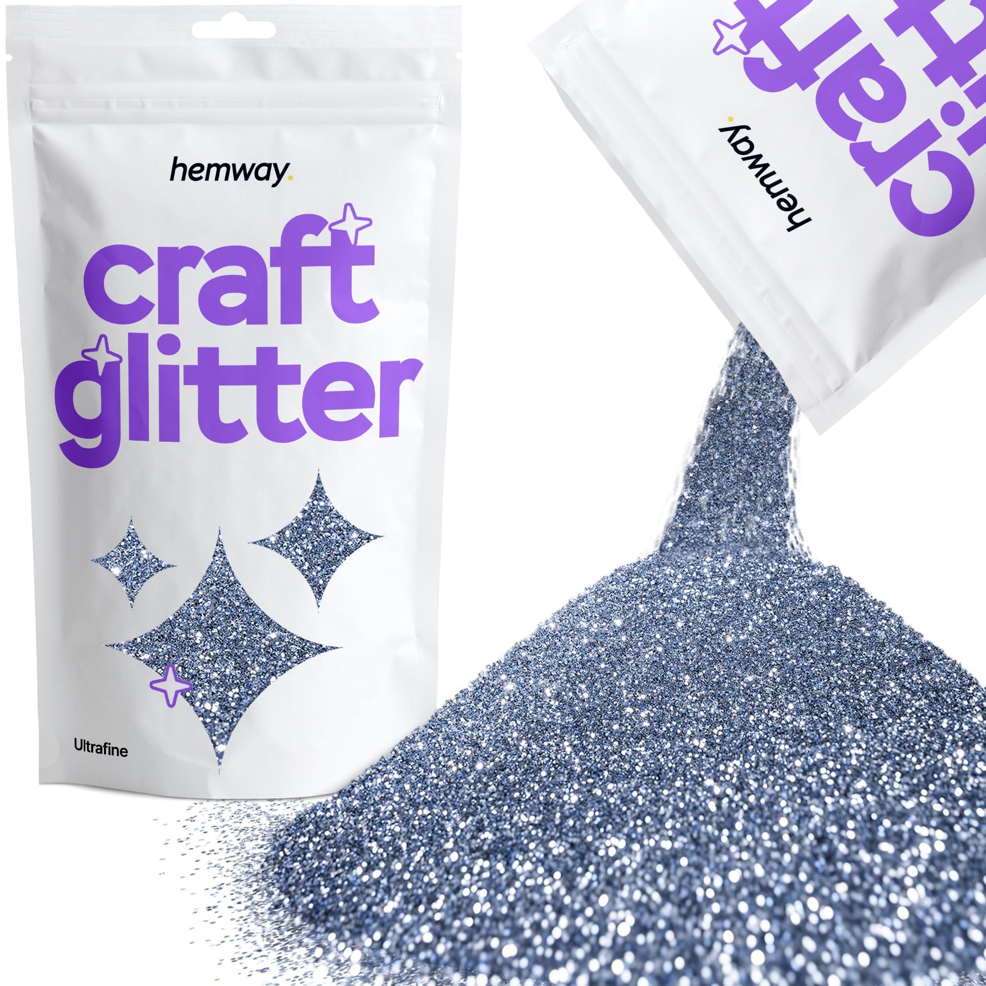 Hemway Craft Glitter Azure Blue 100g Ultrafine Glitter for Crafts, Resin, Cosmetic, Nail, Face, Body, Festival, Tumblers, Art, Candle, Crafting