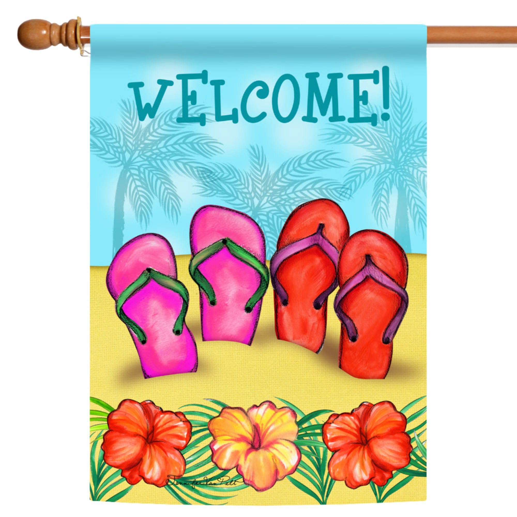 Toland Home Garden 1010395 Sandy Sandals 28 x 40 Inch Decorative, House Flag (28" x 40")