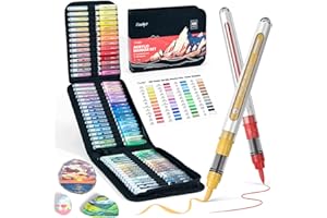 JusArt 48 Colors Acrylic Paint Markers with Canvas Bag, Water-Based No-Bleed Paint Pens with Automatic Ink Control System, Wa