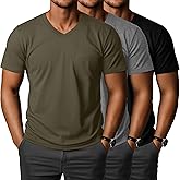 Ficerd 3 Pack Men's V Neck Pocket T-Shirts Short Sleeve Comfort Dressy Tee Shirts Casual Summer Athletic Plain Color Tops
