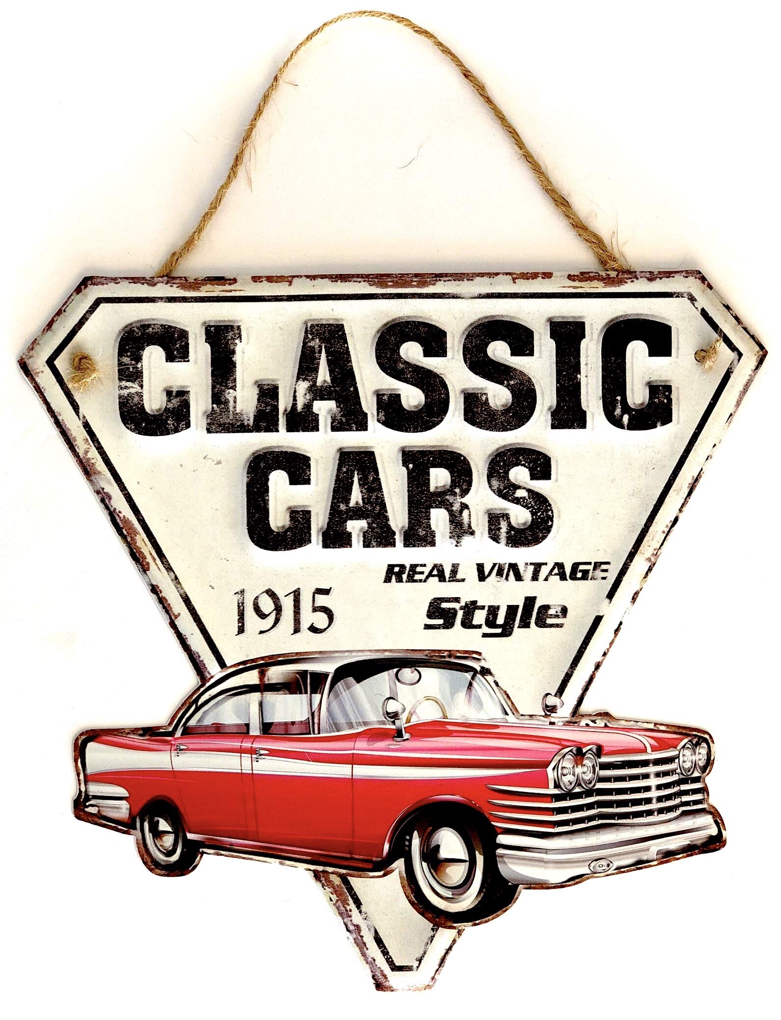 DiiliHiiri Vintage Car Decorative Sign Tin Sign Wall Sign Retro Style Accessories for Home Decor 50s House Decoration (Classic Cars) 30 x 29.5 x 0.2 cm Metal