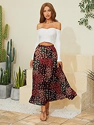 NASHALYLY Women's Chiffon Elastic High Waist