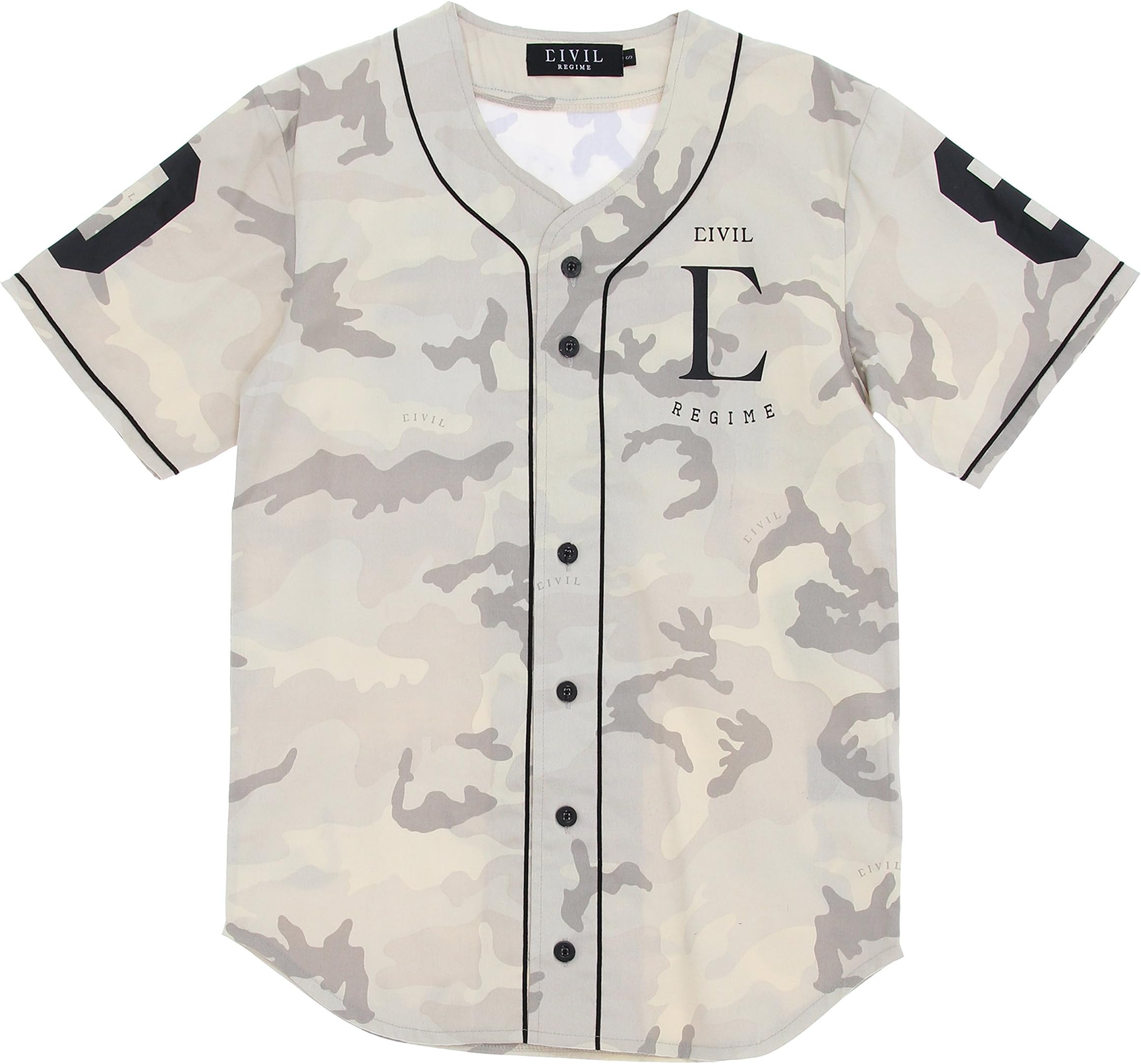 Civil Regime Men's Camo Baseball Jersey Shirt