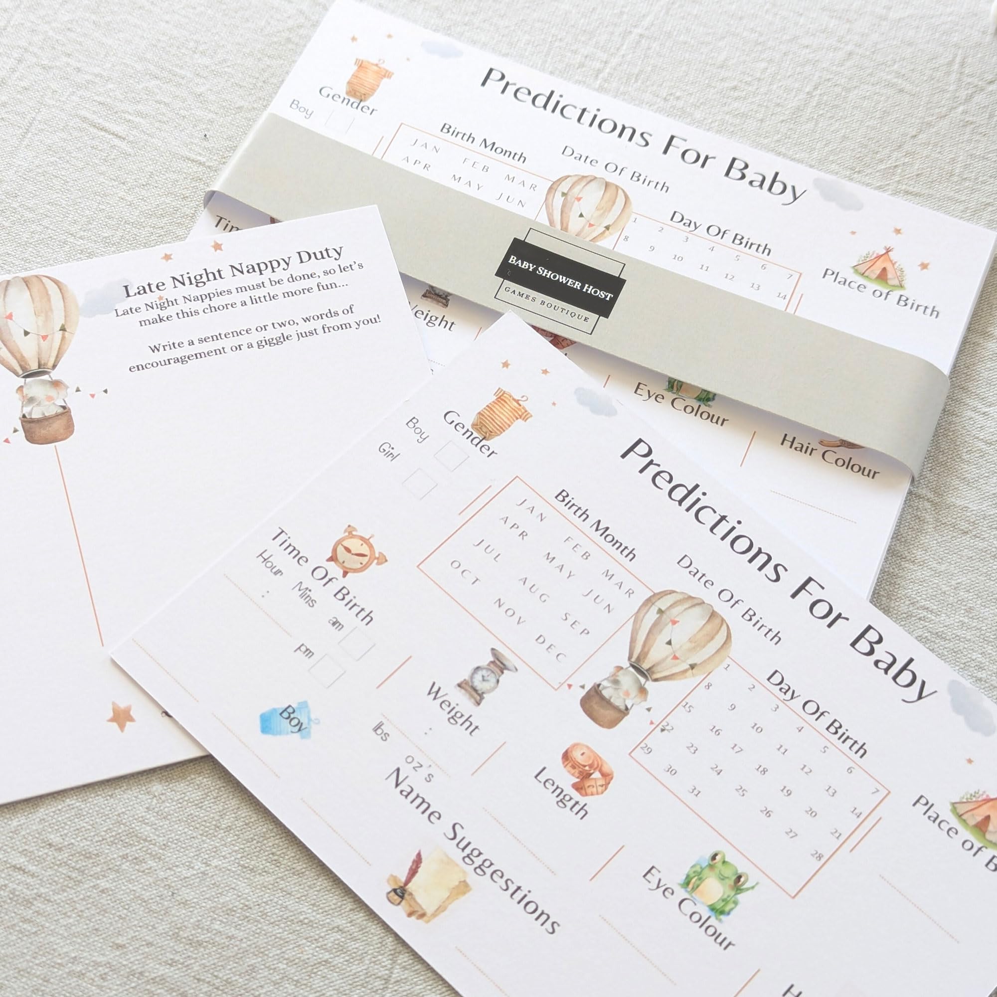 Baby Shower Games 20 Guests Baby Prediction Cards/Parenthood Advice/Baby Wishes & Story Cards Keepsake for Boy, Girl, Neutral/Unisex Baby Shower Party/Guestbook/Gender Reveal Party Elephant