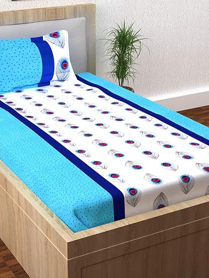 Story@Home 120 TC Cotton Single Bedsheet with Pillow Cover - White