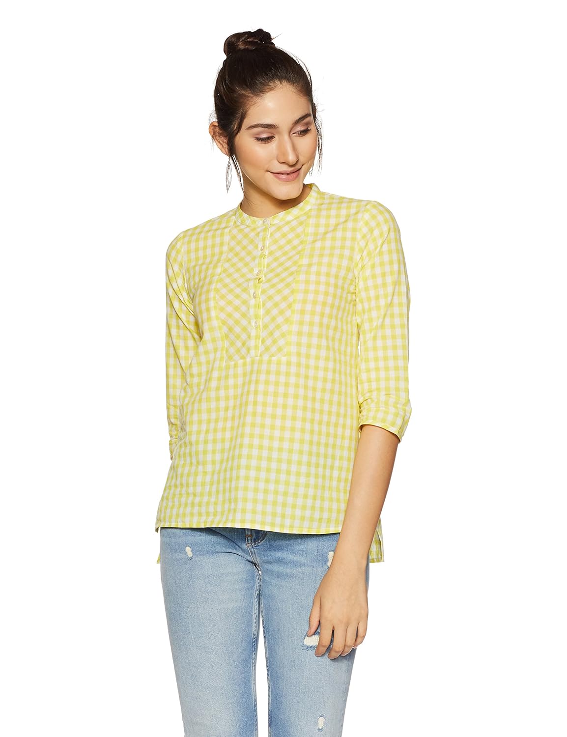 styleville.in women's checkered regular fit top