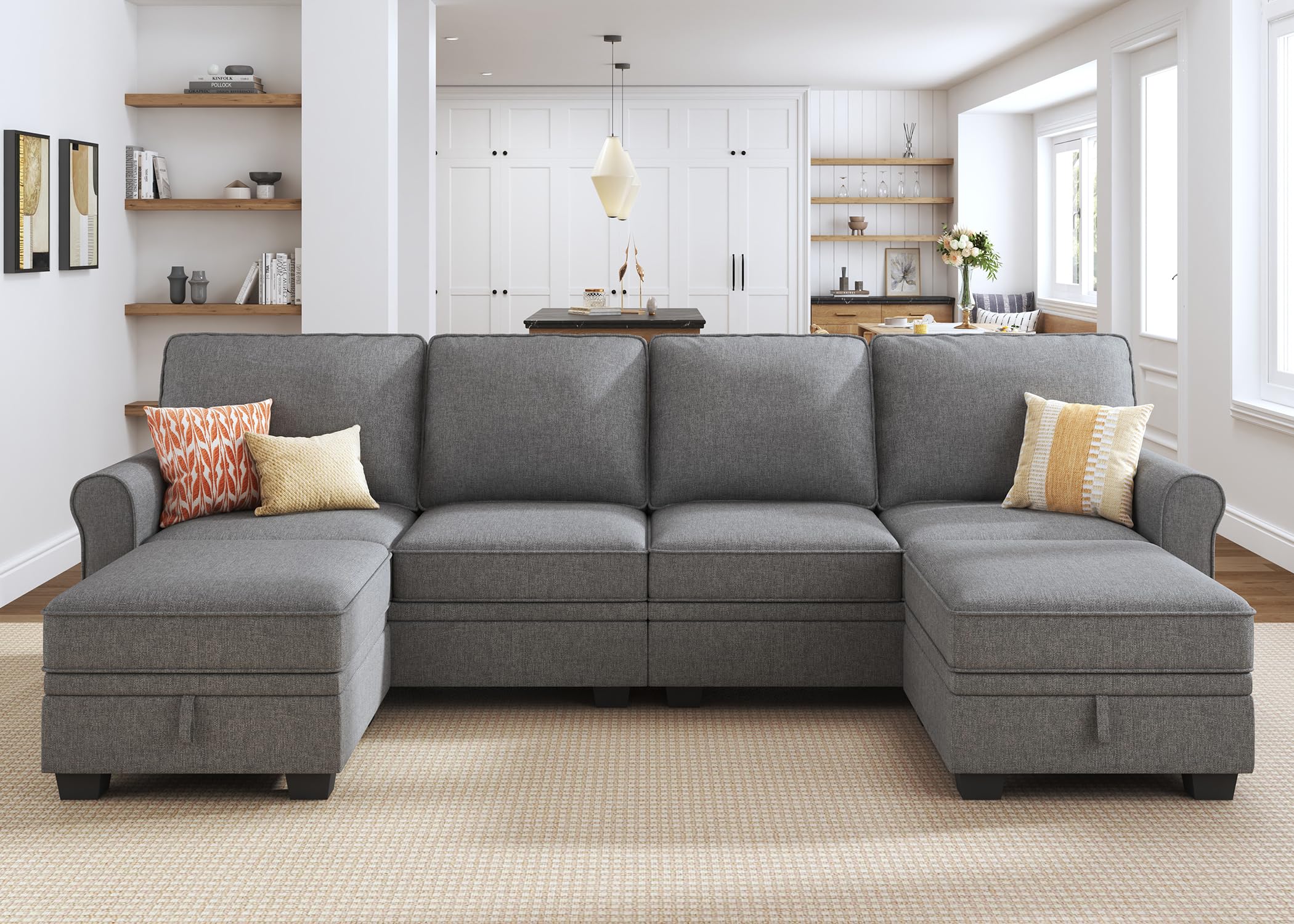 Photo 1 of *** CUSIONS ONLY*** HONBAY Convertible Sectional Sofa with Storage U Shaped Sectional Couch with Reversible Chaise Small Sectional Couches for Living Room,Grey