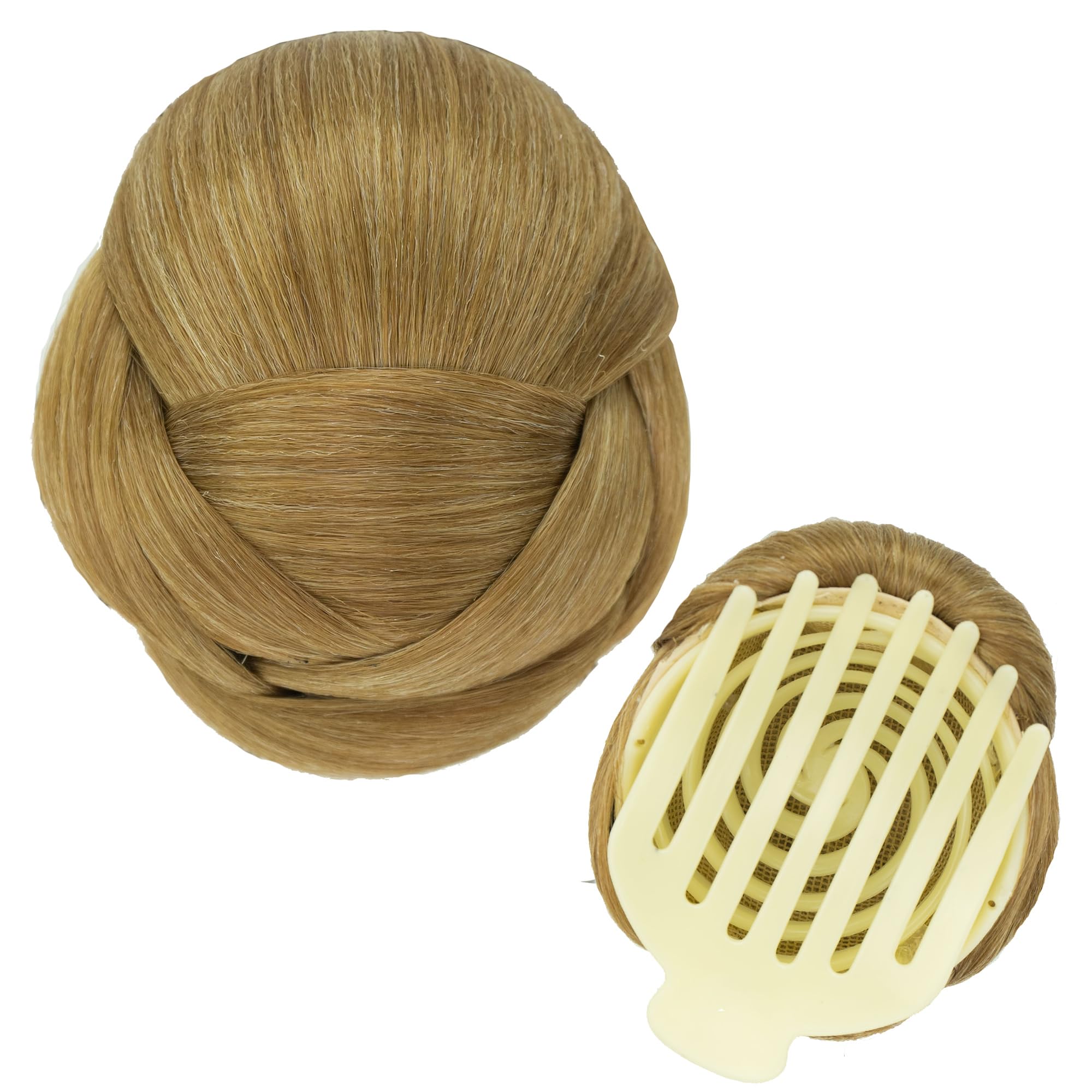 IMISSU Braided Chignon Dancer Hair Donut Hairpieces Scrunchie Claw Hair Bun Updo for Wedding Party (M5 Mix Copper)