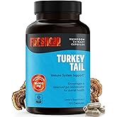FreshCap Mushrooms Turkey Tail Mushroom Supplement 10,000mg – Organic, Turkey Tail Extract for Immune Support Supplement, Mushroom Supplement Capsules, Ayurveda Immunity Supplement (120 Capsules)