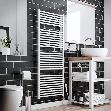 Der Renovierungsprofi Handtuchwärmer Toskana, elektrisch mit Heizstab, 154 x 60 cm, alpin-weiß, Heizpatrone mit Spiral-Kabel 