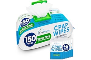 CPAP Mask Wipes - 150 Count Jumbo Pack + 6 Travel Wipes - Duracleanse - Extra Large, Extra Moist Cleaning Wipes for Mask, CPA