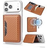 ASAPDOS For MagSafe Wallet,Magnetic Card Holder RFID Blocking Wallet with 5 Card Slots & Cash Pocket For iPhone 17/16/ 15/14/ 13/12/ Pro/Max/Plus/Air Carbon Coffee