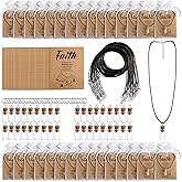 GRETJOB 6 Set Mustard Seed Gifts Bulk, Faith Bottle Necklace Christian Gifts for Woman DIY Mini Glass Jars Craft Necklace with Christian Faith Cards, Without Mustard Seed (30)