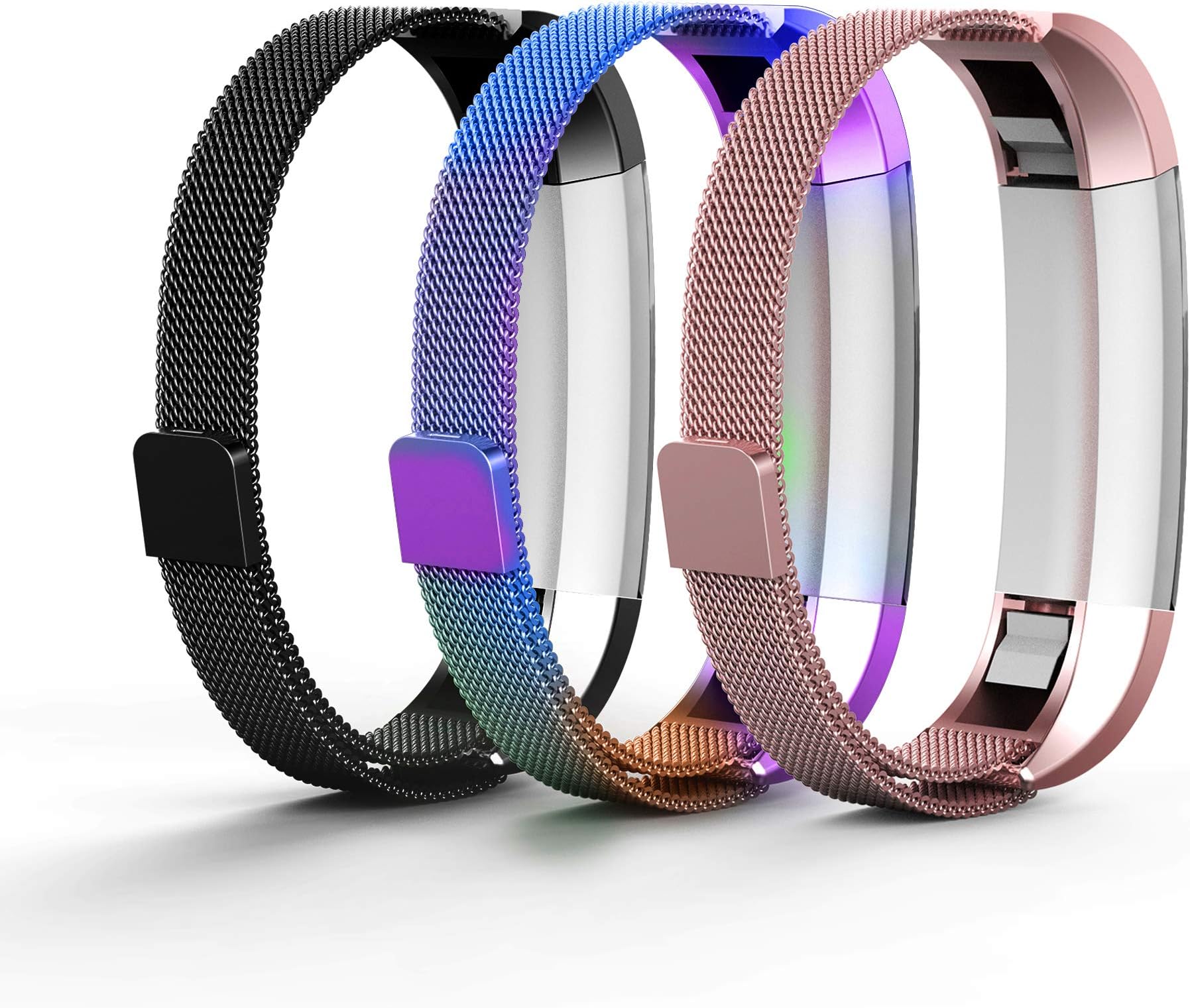 Tecson Metal Bands Compatible Fitbit Alta and Alta HR and Ace (Pack of 3), Rose Pink, Colorful and Black