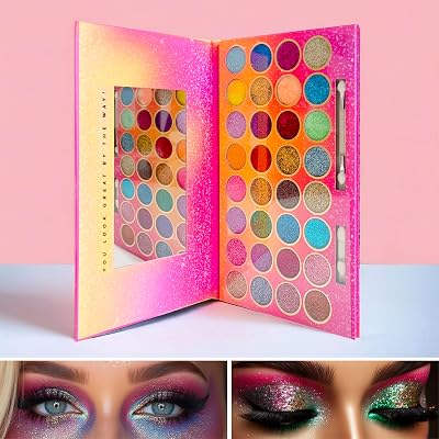 LORENZA LONDON 32 Colour Glitter Eyeshadow Palette Face Body Tattoo Festival