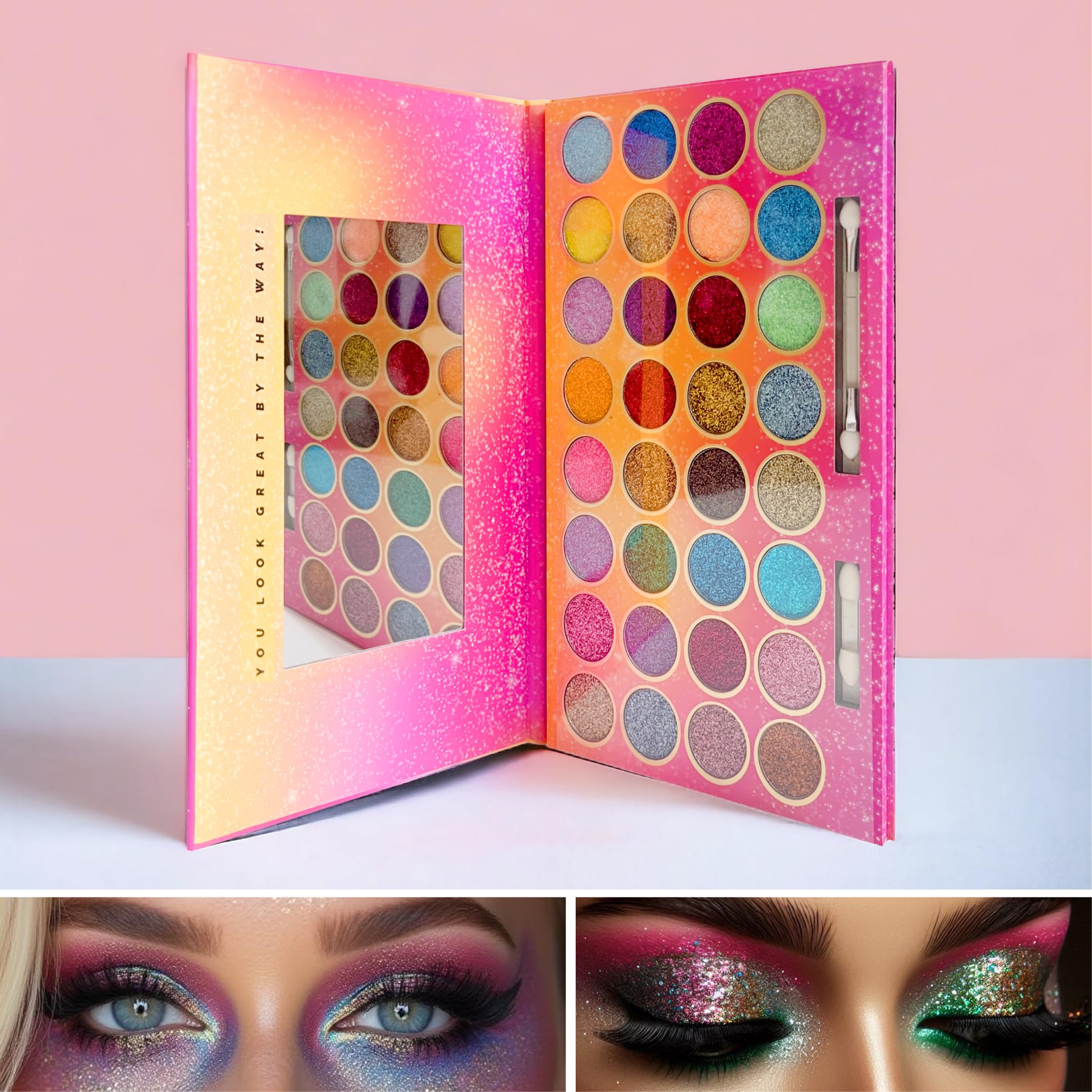32 Colours Glitter Eyeshadow Palette, Make-Up Palette, Face and Body Glitter, glitter tattoos, festival accessories, Glitter Artistry Palette, Eye Shadow pallets for Women Girls Kids