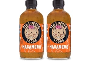 Tia Lupita Habanero Hot Sauce 8 Oz (Pack of 2) Made with Habanero Peppers, Flavorful Heat, Medium Spice, Sweet, All Natural, Non-GMO, Gluten-Free, Low Sodium