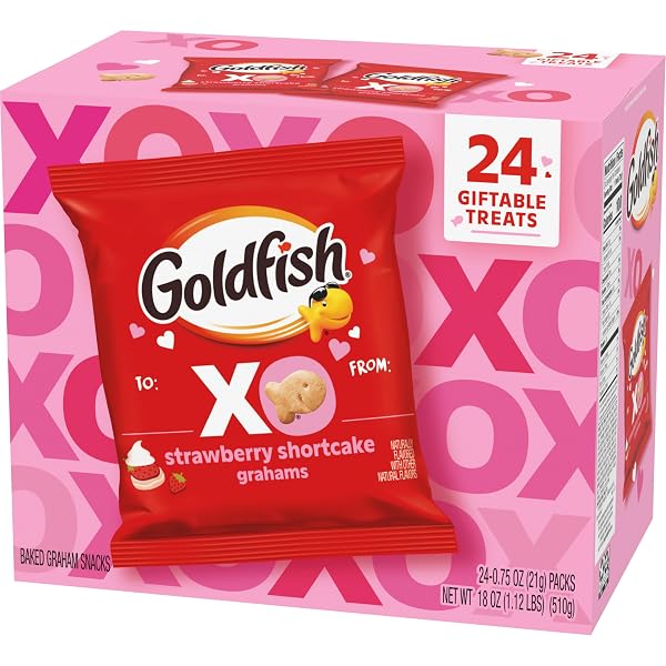 GOLDFISH VALENTINE’S DAY STRAWBERRY SHORTCAKE FLAVORED BAKED GRAHAM SNACKS, 24 COUNT 0.75 OZ