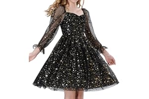 Mebius Girls Mesh Puff Sleeve Sweetheart Neck High Waist Flowy A Line Dress Party Special Occasion 6-12Y