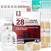 EVERLIT CARE Wound Closure Kit | 28 Pcs All-in-One First Aid with Suture-Free, Stitchless Zip Devices, Butterfly Bandages, for up to 6" Wounds | 100% Sterile Medical Supplies to Clean, Cover & Heal