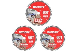 BATIOPV Circular Saw Blades 6-1/2 Inch 3-Pack, 60T for Wood Cutting – Compatible with Dewalt, Makita, Bosch – Ideal for Hardw