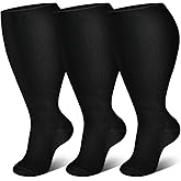 Genovega 3 Packs Wide Calf Compression Socks for Women Men Knee Hight S/M-4XL for Gifts