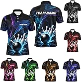 NAZENTI Custom 3D Bowling Polo Shirts, Personalized Bowling Jersey Shirt Unisex, Team Uniforms for Men Women Lovers Players