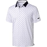 Obla Mens Golf Polo Shirts Short Sleeve Dry Fit Performance Moisture Wicking Casual Print Collared Golf Shirts for Men