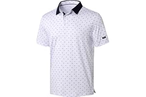 Obla Mens Golf Polo Shirts Short Sleeve Dry Fit Performance Moisture Wicking Casual Print Collared Golf Shirts for Men
