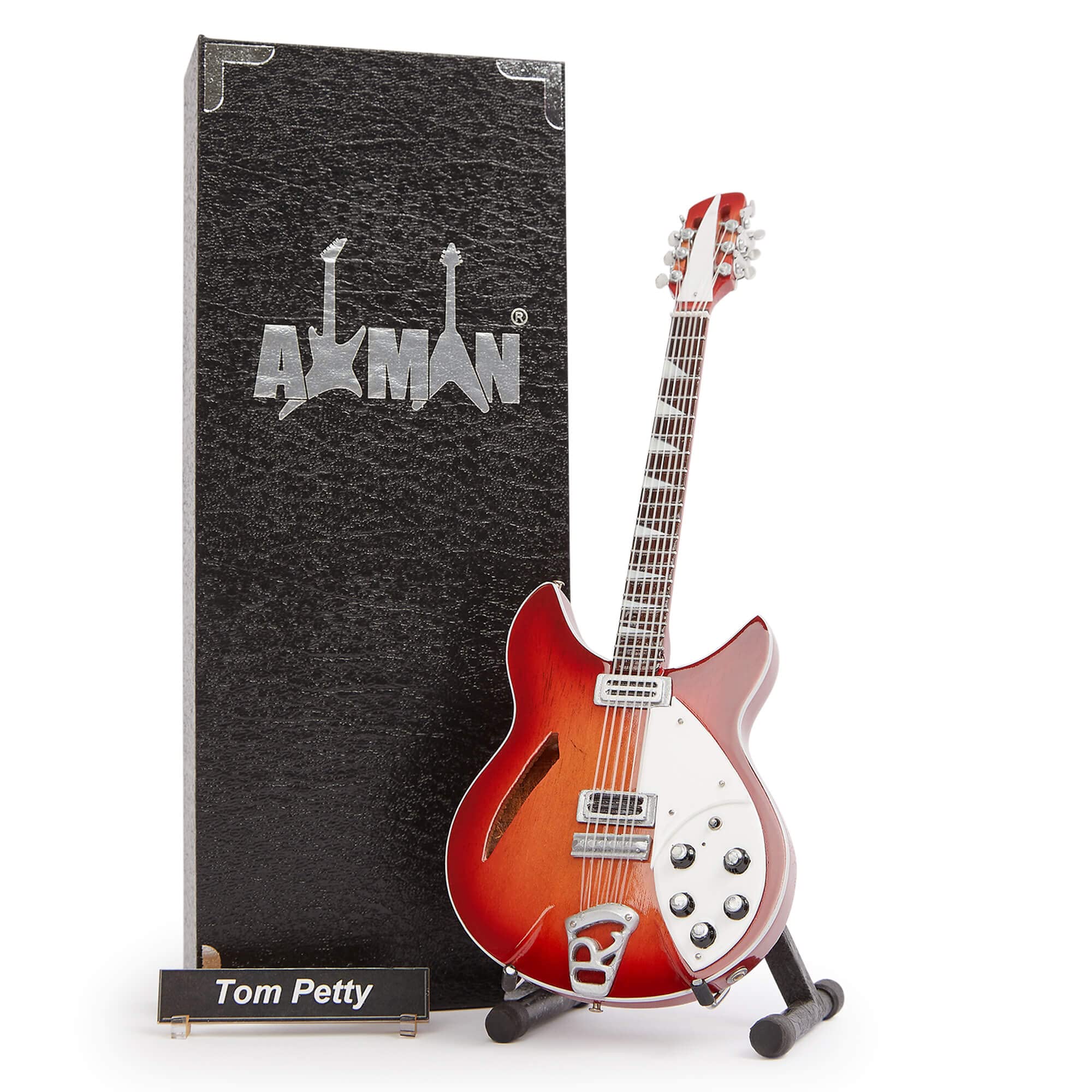 Axman T Petty (Heartbreakers) Miniature Guitar Replica - Music Gifts - Handmade Ornamental 1/4 Scale - Includes a Display Box, Name Tag and Miniature Guitar Stand