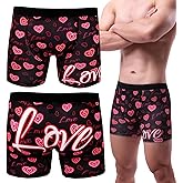 Evankin Men Valentines Boxer Briefs, Sexy Funny Novelty Heart Underwear, Comfort Breathable Soft Underpants Shorts