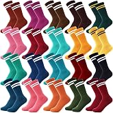 20 Pairs Striped Crew Socks for Men and Women, Athletic Cotton Tube Half | Tube Half Socks for Daily Wear, Outfits, Casual Plans, and Simple Wardrobe Changes, Gifting, or Travel