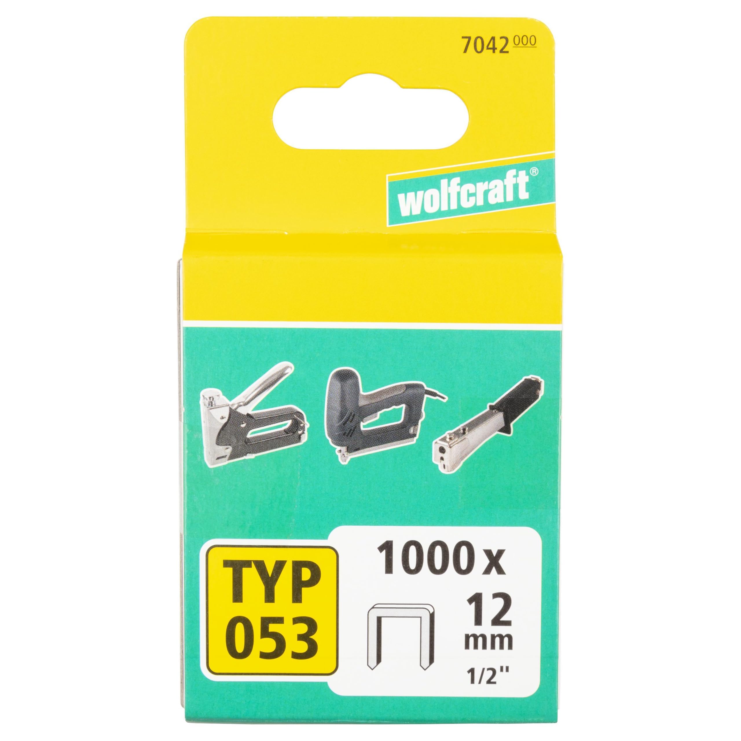 wolfcraft Broad Back Staple, Extra Hard Steel, Type 053 I 7042000 I Ideal for Fastening Fabric, Textiles and Thin Strips of Wood