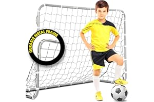 NET PLAYZ E-Jet Soccer Goals Football Goals, 6'x4' Metal Frame with All Weather Net, White