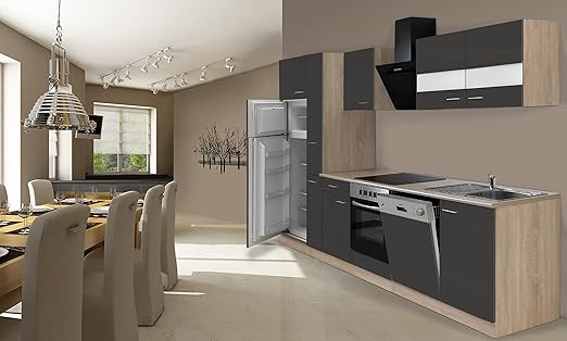 respekta Instalación de Cocina Cocina 310 cm Roble Gris Incluye ...