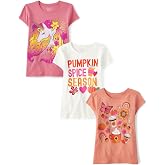 The Children's Place Girls' All Holidays,Birthdays Short Sleeve Graphic T-Shirts,3 Pack