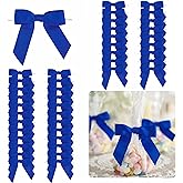 LiBongTa 50 PCs 3.5 Inch Royal Blue Bow Grosgrain Ribbon Bows for Gift Wrapping, Gift Bows for Presents, Blue Bow Party Decorations, Twist Tie Bows for Baby Shower, Wedding, Easter, Birthday Party