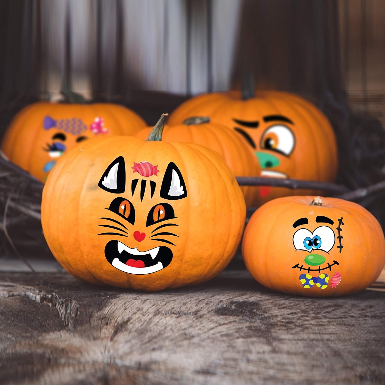 JOYIN Make 40 Faces Pumpkin Decorating Stickers with 18 Sticker Sheets in 12 Different Designs and Sizes Halloween Party Supplies Trick or Treat Party Favors: Toys & Games