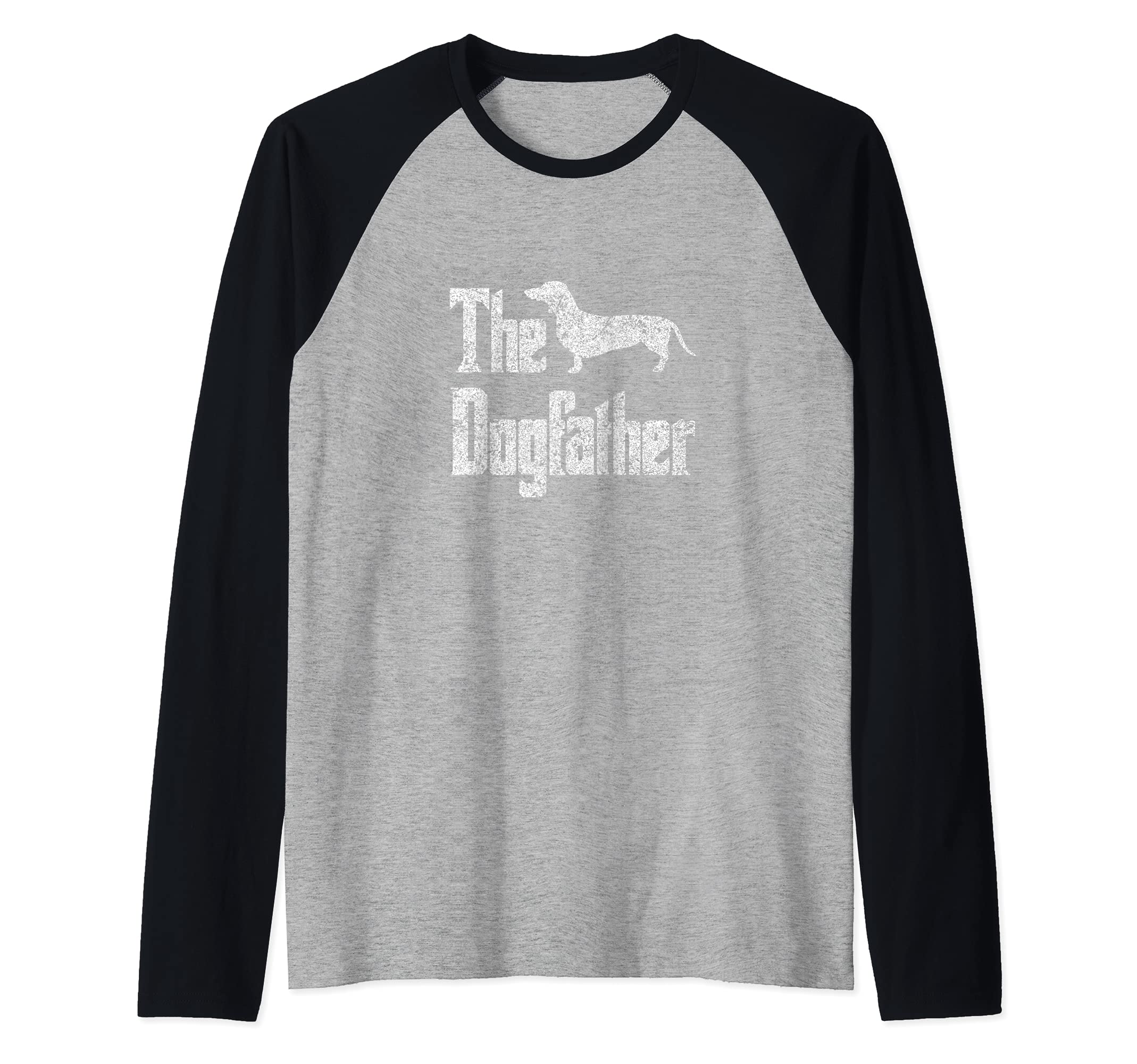 The Dogfather - funny dog gift, funny Dachshund Raglan Baseball Tee