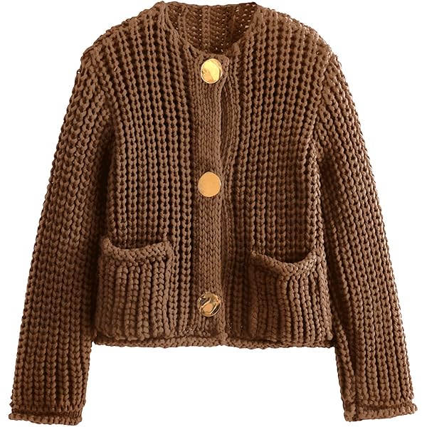 Yimoon Women's Cropped Cardigan Sweaters Button Down Chunky