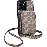 gopart Zipper Wallet Phone Case for iPhone 15 Pro Max with Adjustable Lanyard and Kickstand,Shockproof,Anti-Scratches for 15 Pro Max 6.7 inch-Khaki