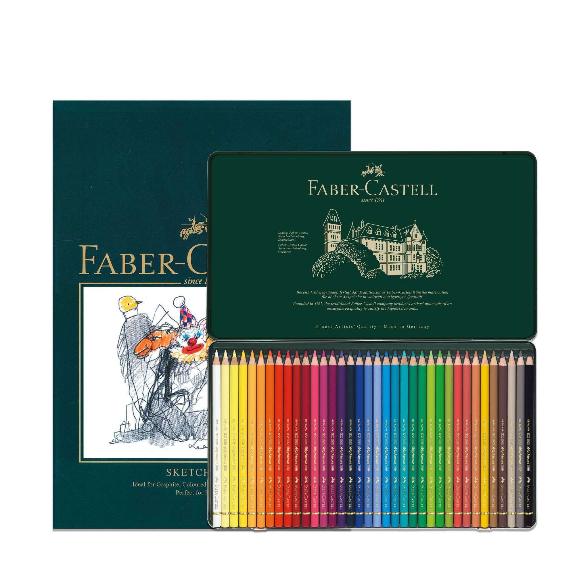 Faber-Castell A4 Sketch Pad & Tin of 36 Polychromos Artists Colouring Pencils, Art Set Adult, Books, Craft Supplies, Drawing, Sketching, Lightfast, Schools, Home, College