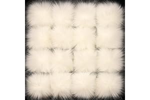 16pcs Pom Poms 10cm Pompoms for Hats, Faux Fur Pom Poms for Hats DIY Faux Fur Pompom，Fur Pompoms Elastic, Pompoms for Knitted