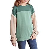 blibean Tween Girls Fall Long Sleeve Shirt Kid Color Block Tops Size 6-15 Years