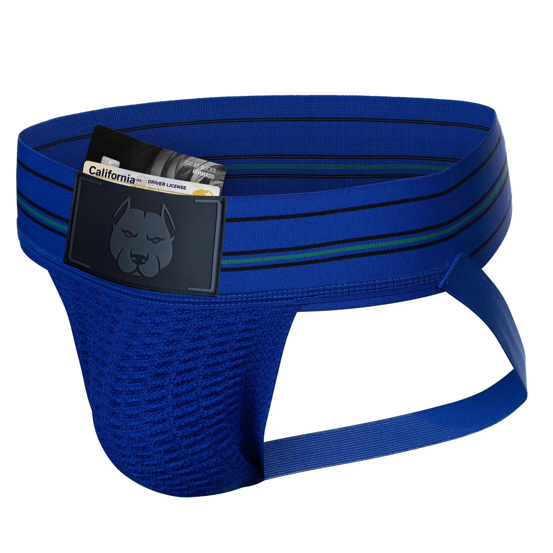 Gruff Pup Pocket Jockstrap - Blue Striped - Small