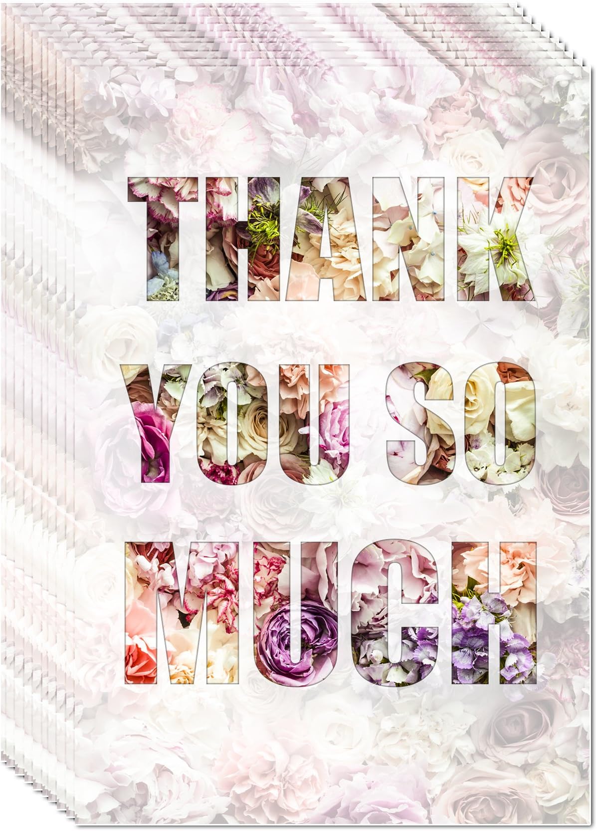 Thank You Sou Much 3D Effect Varnish 10 Thank You Cards Including 10 envelopes for Saying Thank You, Wedding, New Baby, Christening, Birthday, Anniversary.